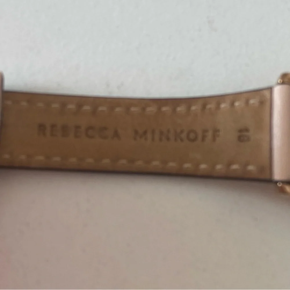 Rebecca Minkoff Rose Gold Love round Face Tan Leather Quartz Watch